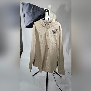 Harley-Davidson Men's 2XL Tan Bitton Up Long Sleeves Shirt